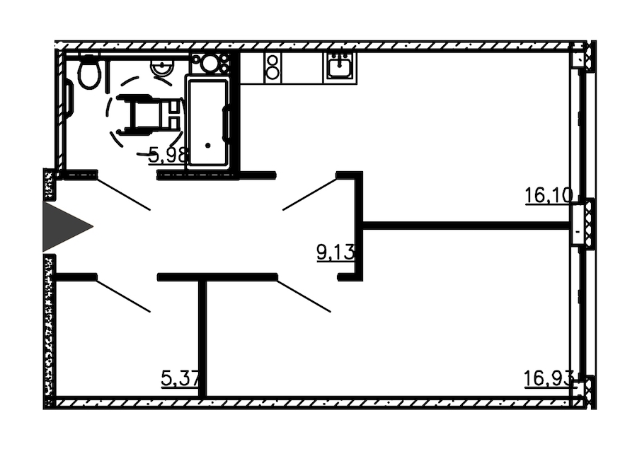 1-комнатная квартира 52.29 м², 8/18 эт., Комплекс апартаментов «Valo»