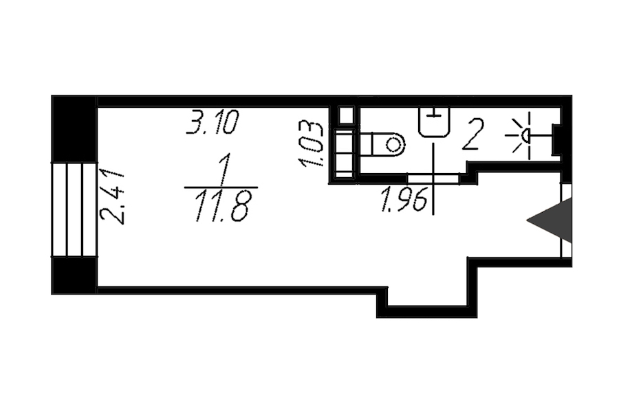 Квартира студия 14 м², 2/6 эт., Апарт-отель «UNO»