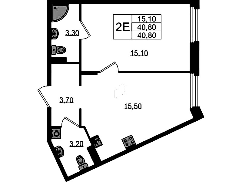 1-комнатная квартира 40.8 м², 1/3 эт., ЖК «Экография»