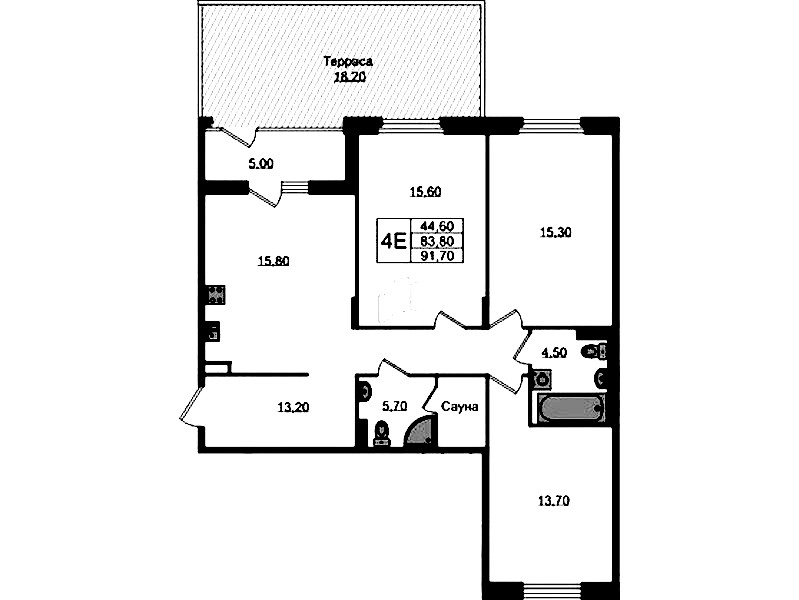 3-комнатная квартира 91.7 м², 1/3 эт., ЖК «Экография»