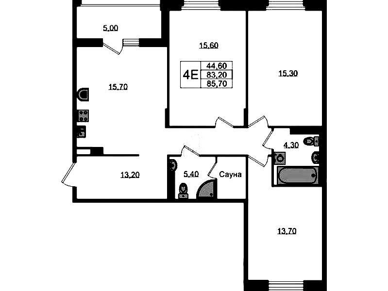 3-комнатная квартира 85.7 м², 3/3 эт., ЖК «Экография»