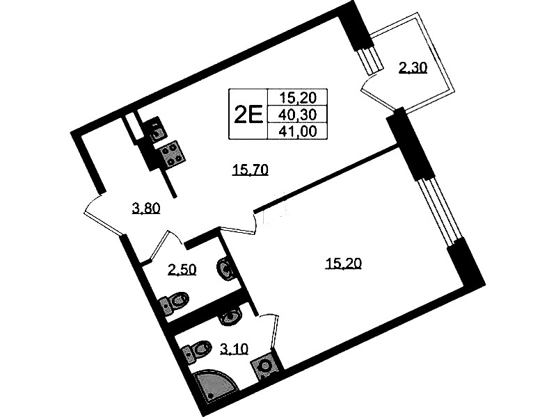 1-комнатная квартира 41 м², 3/3 эт., ЖК «Экография»