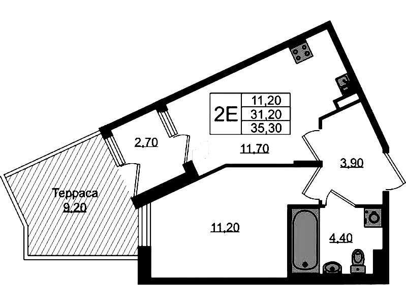1-комнатная квартира 35.3 м², 1/3 эт., ЖК «Экография»