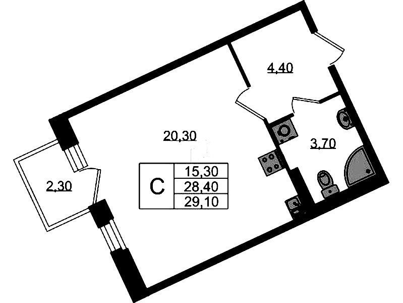 Квартира студия 29.1 м², 2/3 эт., ЖК «Экография»