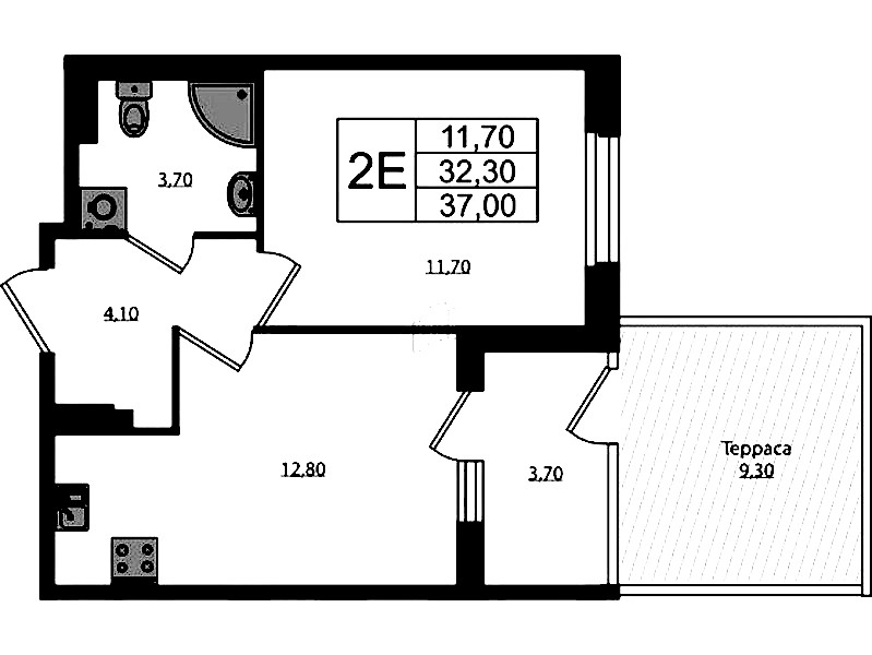 1-комнатная квартира 37 м², 1/3 эт., ЖК «Экография»