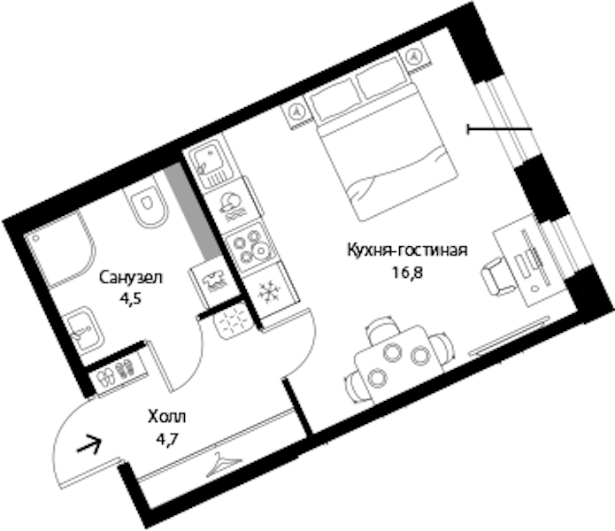 Квартира студия 26 м², 1/3 эт., ЖК «Экография»