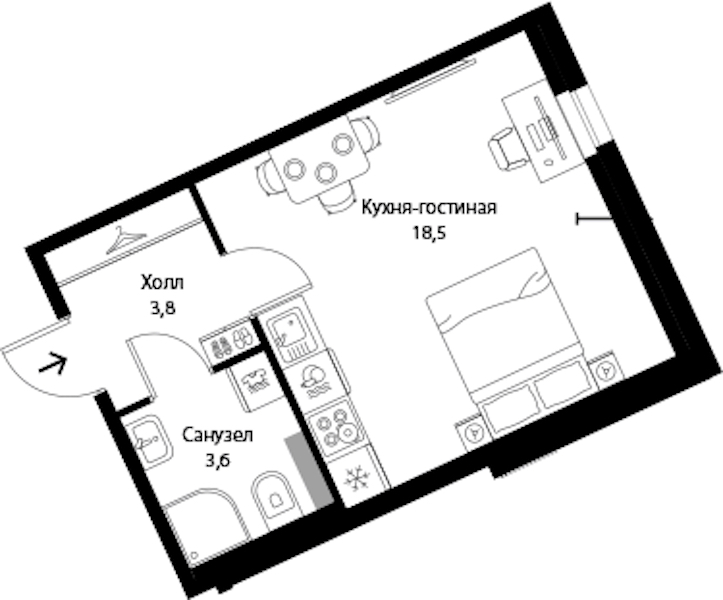 Квартира студия 25.9 м², 1/3 эт., ЖК «Экография»