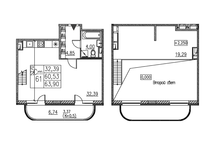Квартира студия 63.9 м², 1/12 эт., ЖК «Энфилд»