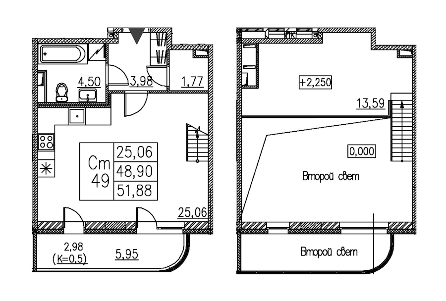 Квартира студия 51.88 м², 1/12 эт., ЖК «Энфилд»