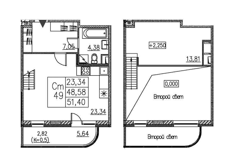 Квартира студия 51.4 м², 1/12 эт., ЖК «Энфилд»