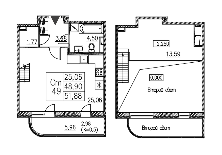 Квартира студия 51.88 м², 1/12 эт., ЖК «Энфилд»