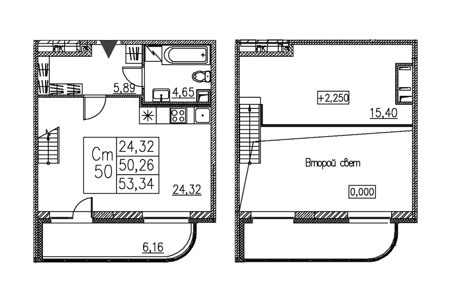 Квартира студия 53.34 м², 1/12 эт., ЖК «Энфилд»