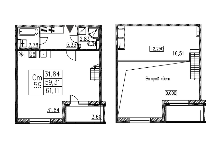 Квартира студия 61.11 м², 1/12 эт., ЖК «Энфилд»