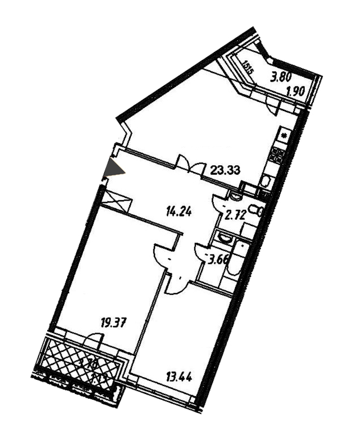 2-комнатная квартира 79.79 м², 12/12 эт., ЖК «Ariosto»