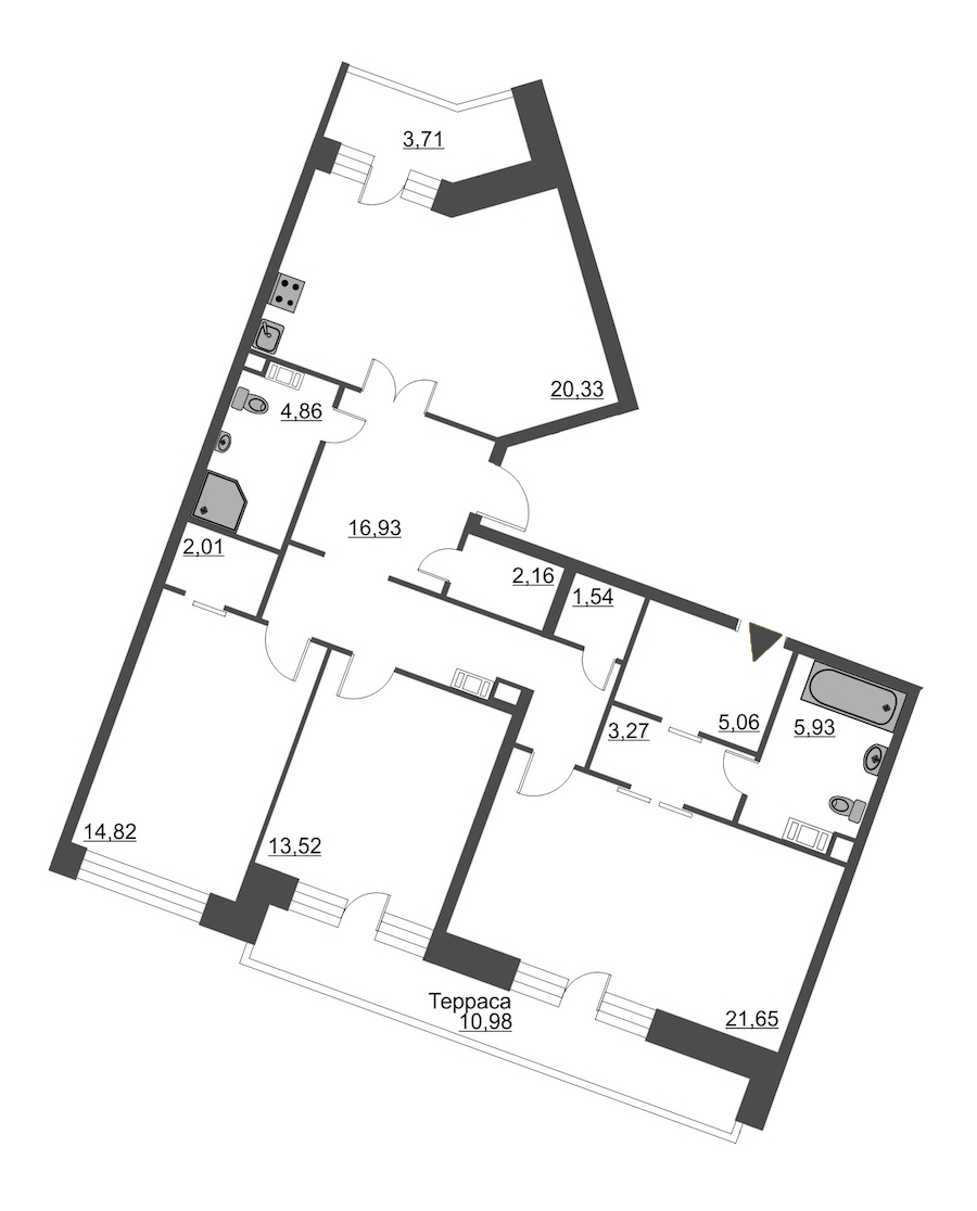 3-комнатная квартира 117.23 м², 12/12 эт., ЖК «Ariosto»