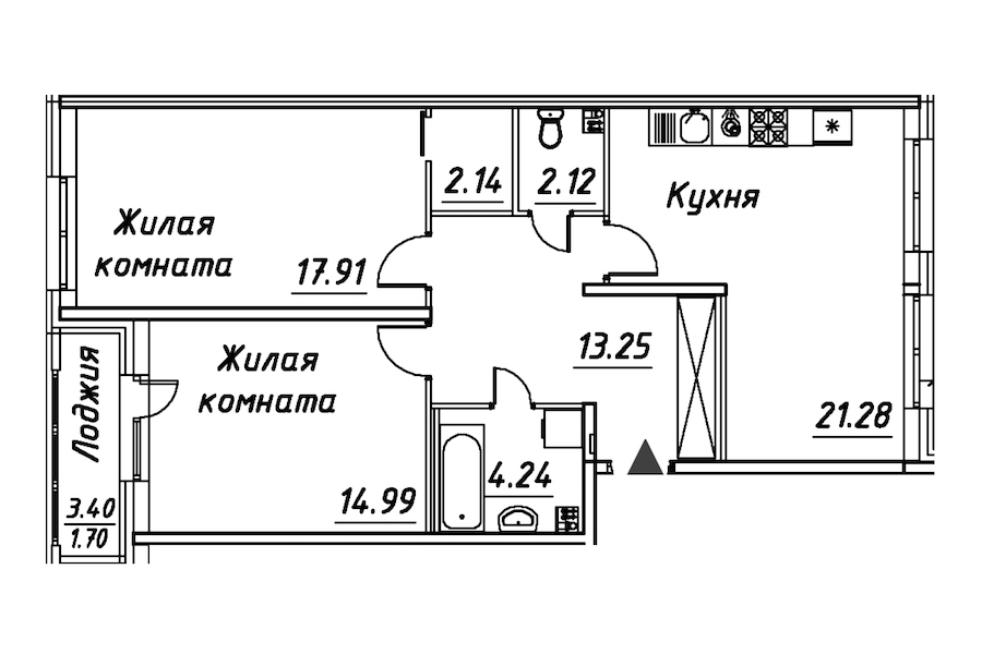 2-комнатная квартира 77.9 м², 2/8 эт., ЖК «Modum»