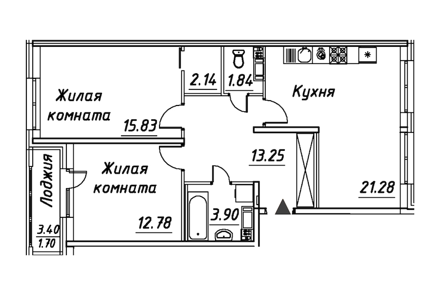 2-комнатная квартира 72.72 м², 3/8 эт., ЖК «Modum»
