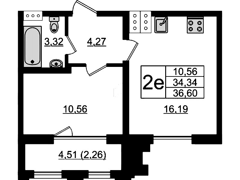 1-комнатная квартира 36.6 м², 15/24 эт., ЖК «Shepilevskiy»