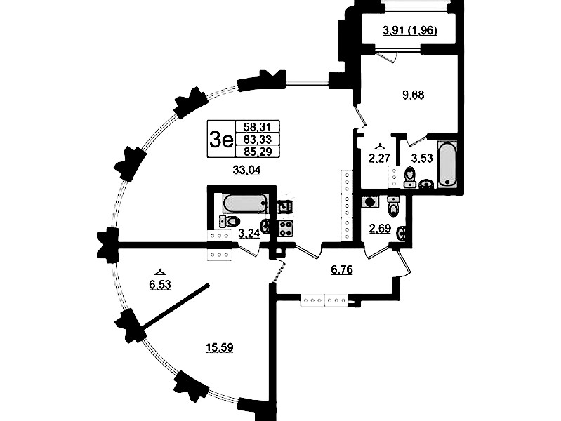2-комнатная квартира 85.29 м², 18/24 эт., ЖК «Shepilevskiy»