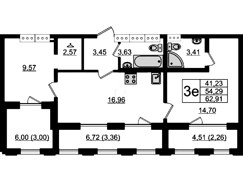 2-комнатная квартира 62.91 м², 19/24 эт., ЖК «Shepilevskiy»