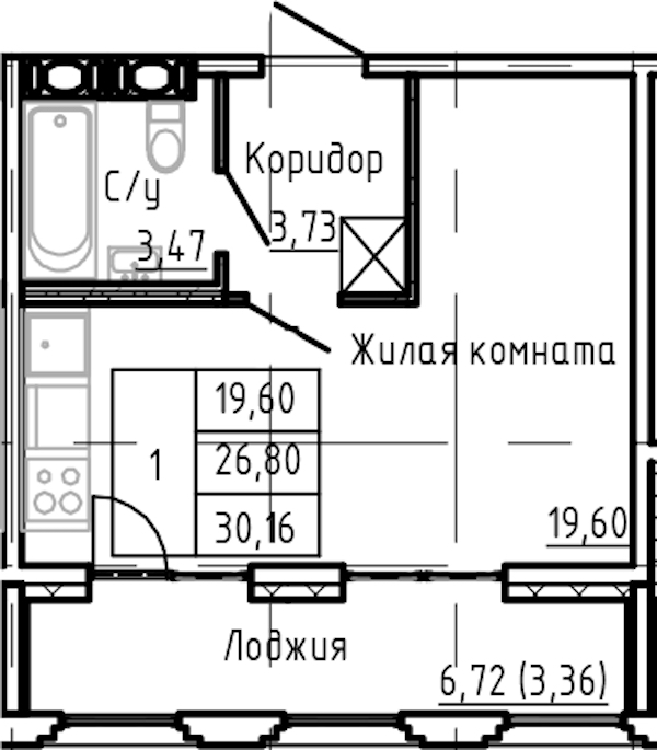Квартира студия 30.16 м², 14/24 эт., ЖК «Shepilevskiy»