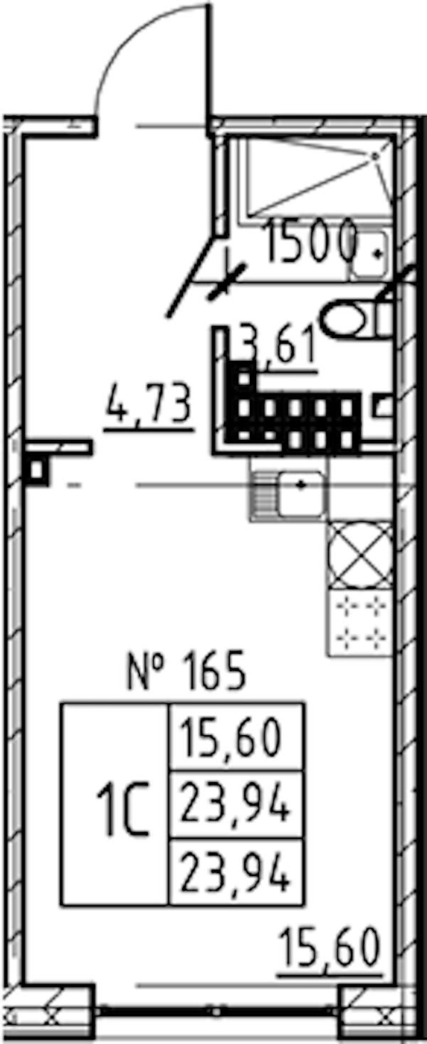 Квартира студия 23.94 м², 8/8 эт., ЖК «17-33»