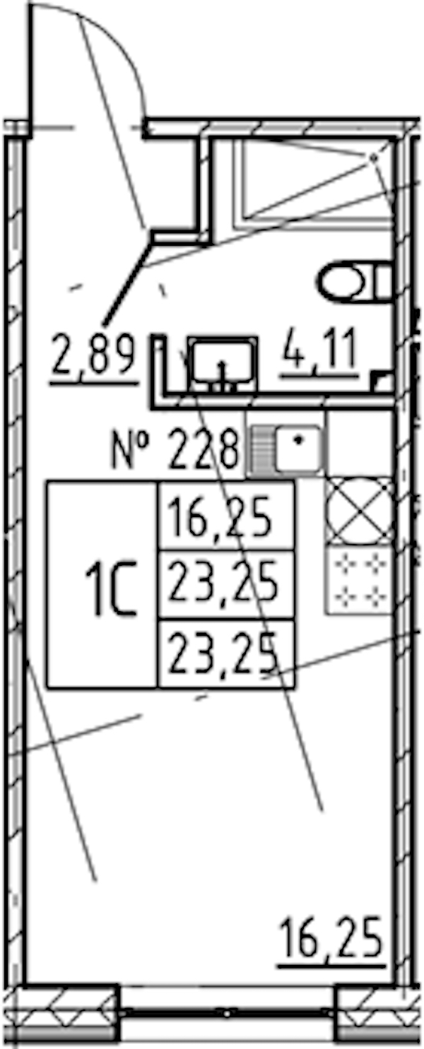 Квартира студия 23.25 м², 4/8 эт., ЖК «17-33»