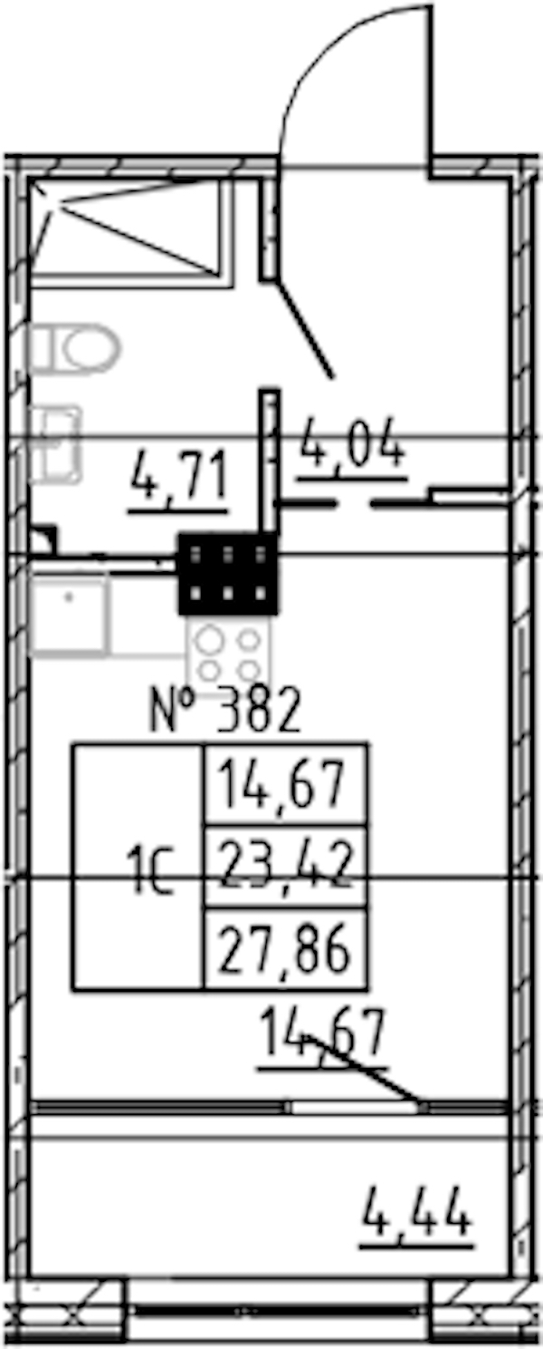 Квартира студия 27.86 м², 5/8 эт., ЖК «17-33»