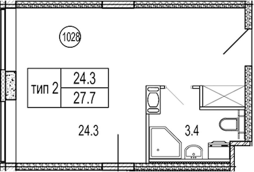 Квартира студия 27.7 м², 10/10 эт., Апарт-отель «VIDI»