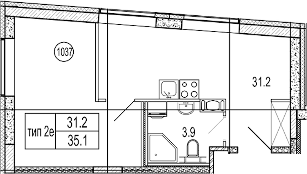 Квартира студия 34.5 м², 10/10 эт., Апарт-отель «VIDI»