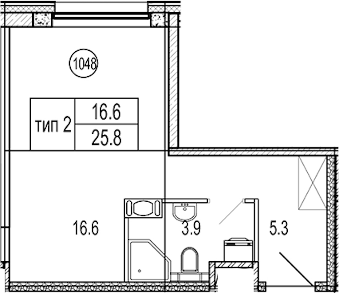 Квартира студия 25.8 м², 10/10 эт., Апарт-отель «VIDI»