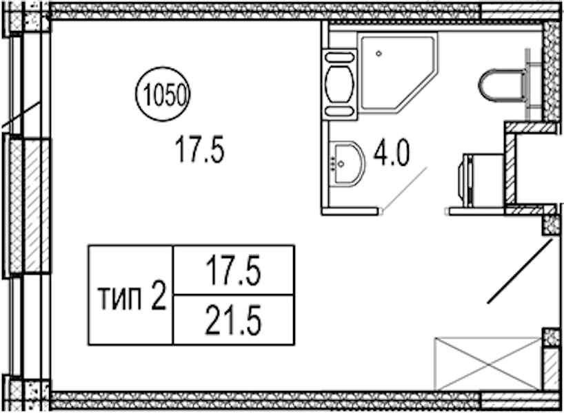 Квартира студия 21.6 м², 10/10 эт., Апарт-отель «VIDI»