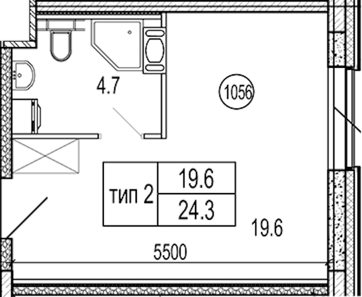 Квартира студия 24.3 м², 10/10 эт., Апарт-отель «VIDI»