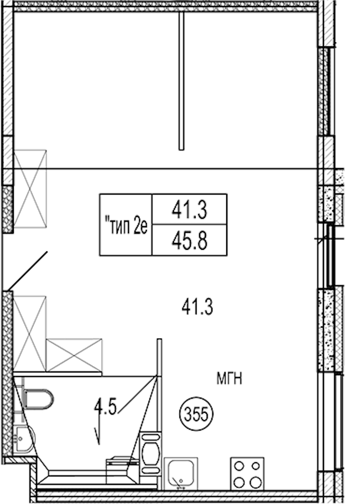 Квартира студия 45.8 м², 3/10 эт., Апарт-отель «VIDI»