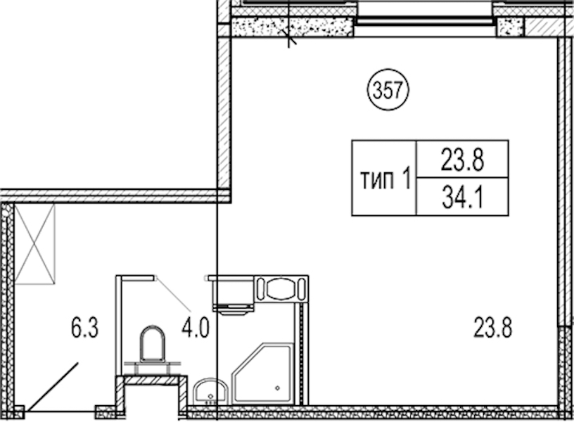 Квартира студия 34.1 м², 3/10 эт., Апарт-отель «VIDI»