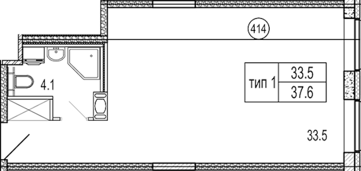 Квартира студия 37.6 м², 4/10 эт., Апарт-отель «VIDI»
