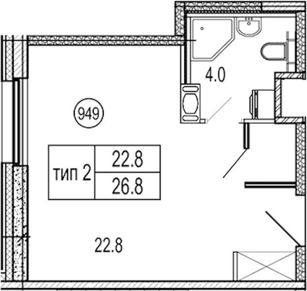 Квартира студия 26.8 м², 9/10 эт., Апарт-отель «VIDI»