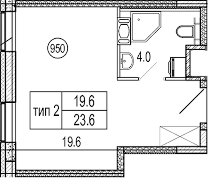 Квартира студия 23.6 м², 9/10 эт., Апарт-отель «VIDI»