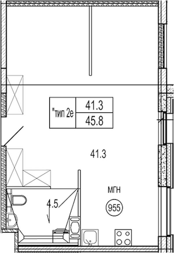 Квартира студия 45.8 м², 9/10 эт., Апарт-отель «VIDI»