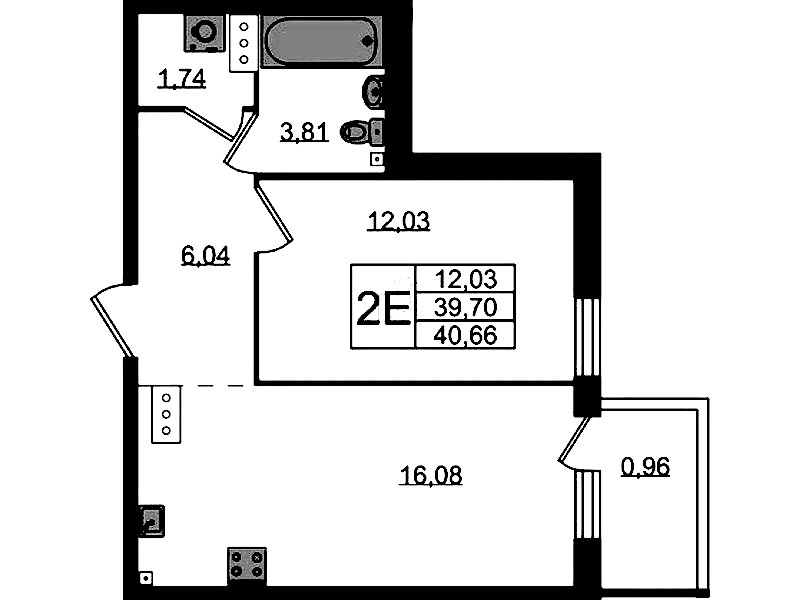 1-комнатная квартира 40.66 м², 4/4 эт., ЖК «Лисино»