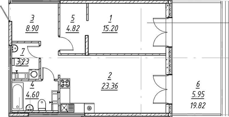 1-комнатная квартира 66.06 м², 3/11 эт., ЖК «е.волюция»