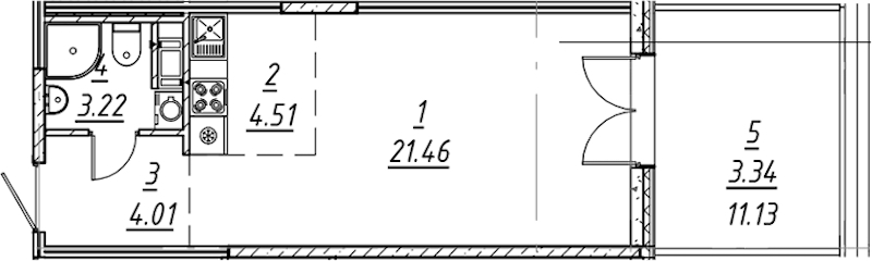 Квартира студия 36.54 м², 3/11 эт., ЖК «е.волюция»
