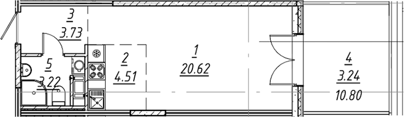 Квартира студия 35.32 м², 3/11 эт., ЖК «е.волюция»