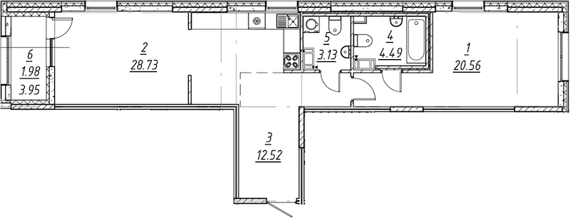 1-комнатная квартира 71.41 м², 3/11 эт., ЖК «е.волюция»