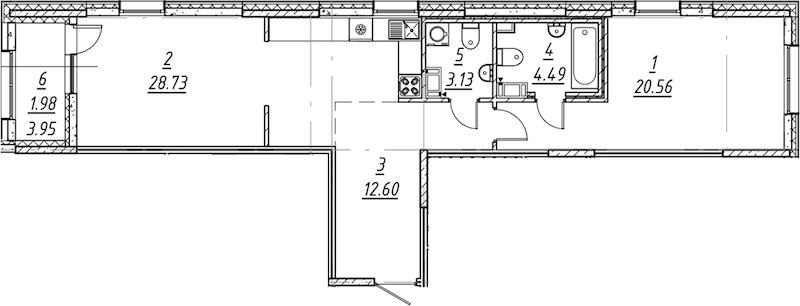 1-комнатная квартира 71.49 м², 9/11 эт., ЖК «е.волюция»