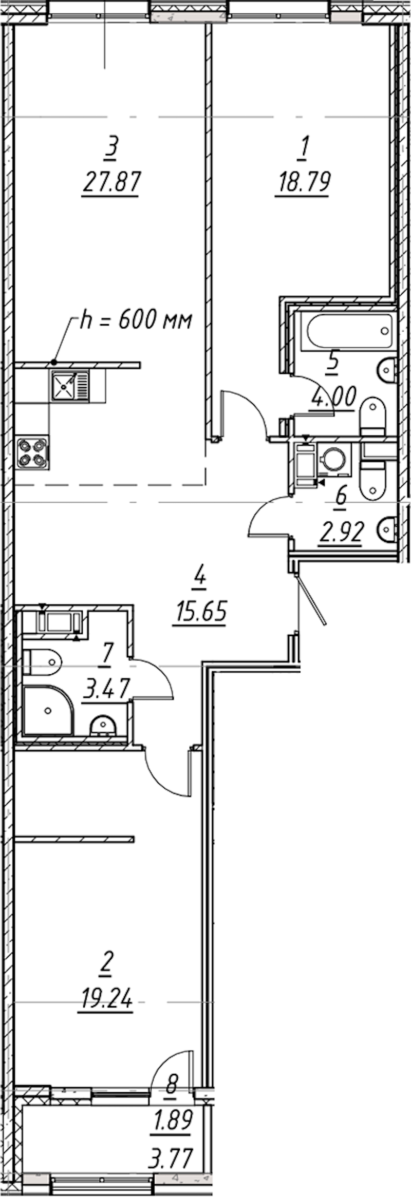 2-комнатная квартира 93.83 м², 2/11 эт., ЖК «е.волюция»