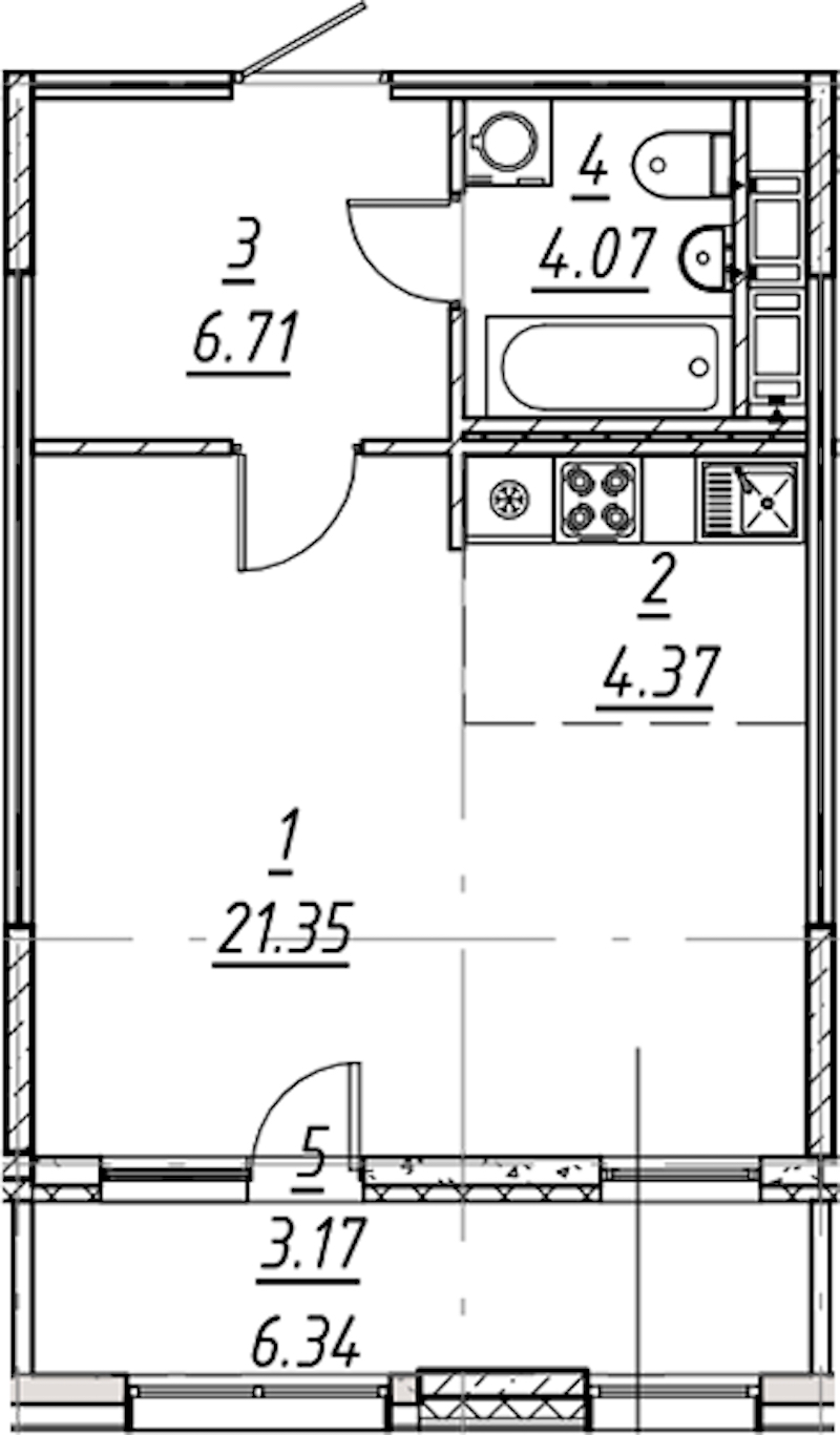 Квартира студия 39.67 м², 2/11 эт., ЖК «е.волюция»