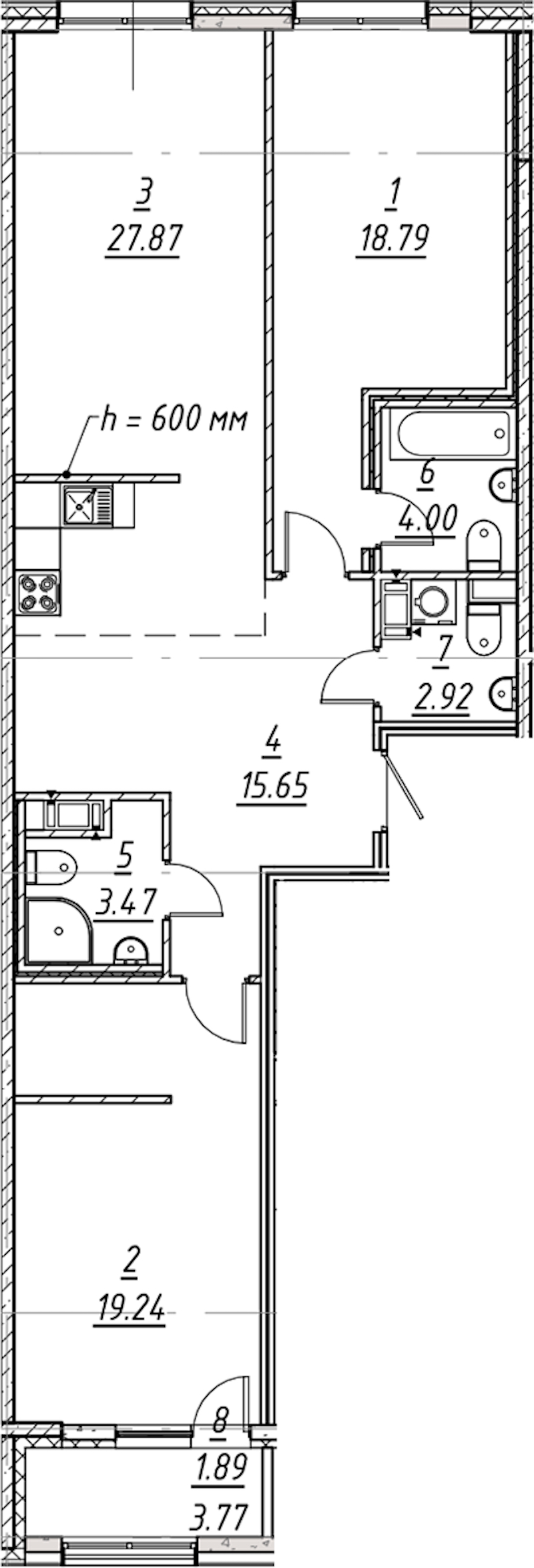 2-комнатная квартира 93.83 м², 3/11 эт., ЖК «е.волюция»
