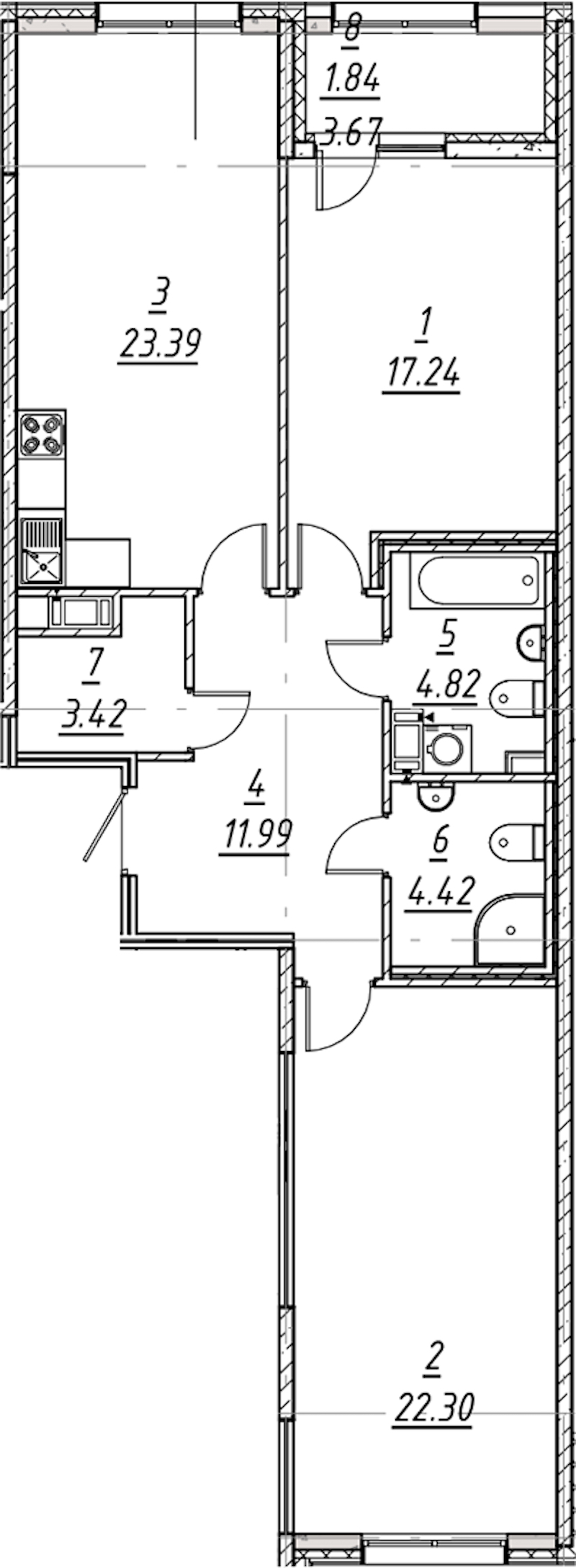 2-комнатная квартира 89.42 м², 3/11 эт., ЖК «е.волюция»