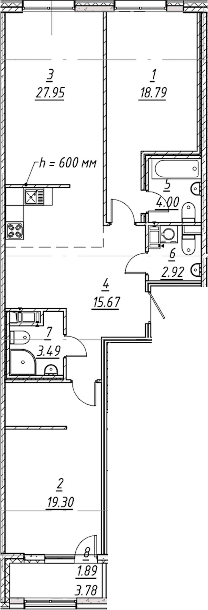 2-комнатная квартира 94.01 м², 6/11 эт., ЖК «е.волюция»